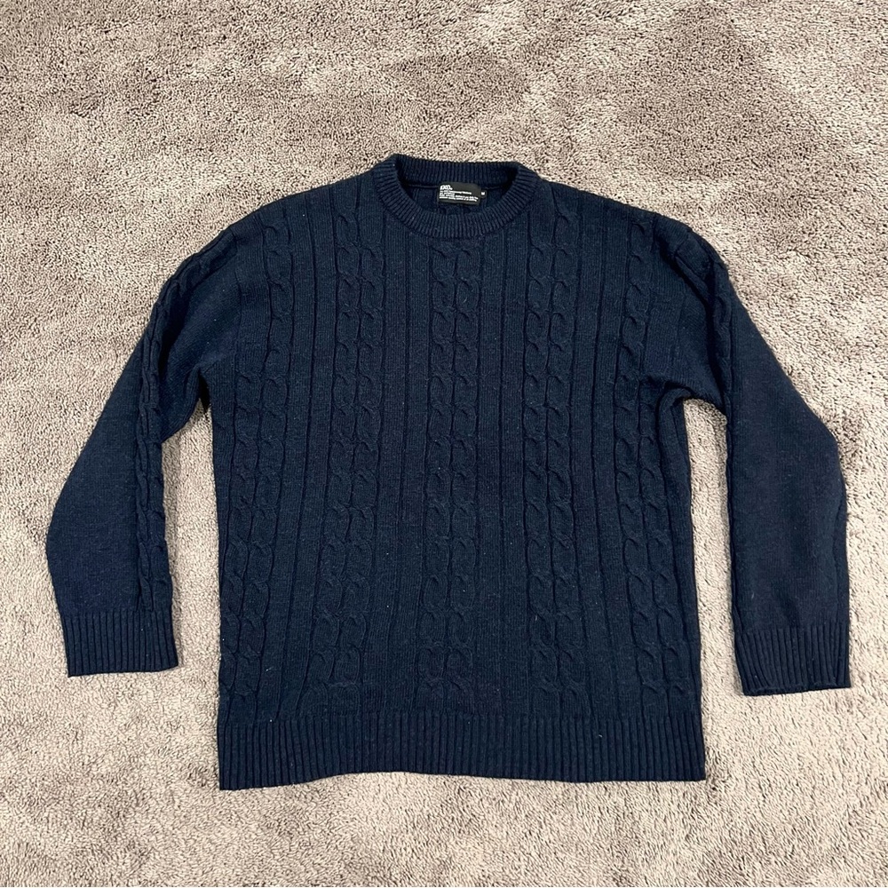Men's Navy Cable Knit Sweater